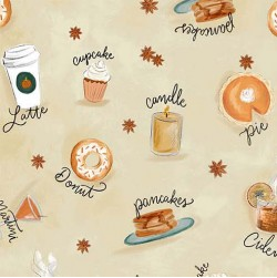 Happy Pie Season Snack Time Cream Fabric