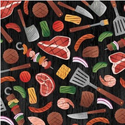 Chill & Grill BBQ Party Black Yardage