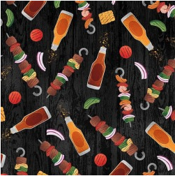 Chill & Grill Summer Cook Out Black Yardage