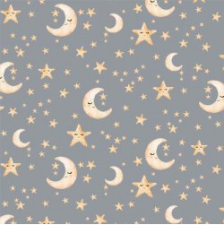 Animal Babies Stellar Stars Grey Yardage