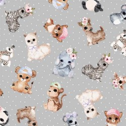 Animal Babies Blissful Babies Grey Yardage
