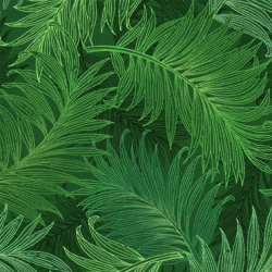 Water Lilies Fern Texture Evergreen Yardage