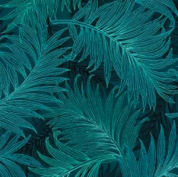 Water Lilies Fern Texture Teal Yardage