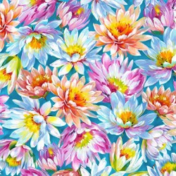 Water Lilies Water Lily Flowers Multi Yardage