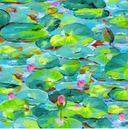 Water Lilies Lotus Pads Green Yardage