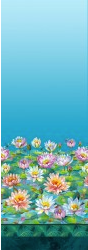 Water Lilies Water Lily Single Border Blue Yardage