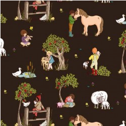 Farm Days Farm Hugs Chocolate Fabric