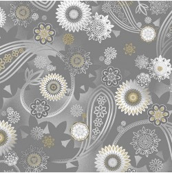 Magnificent Peacock Dancing Paisley Fog Yardage