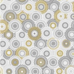 Magnificent Peacock Fancy Medallion Fog Yardage