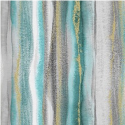 Magnificent Peacock Feathery Stripe Turquoise Yardage