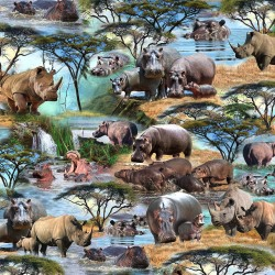 Serengeti Plains Crash & Thunder Azure Yardage