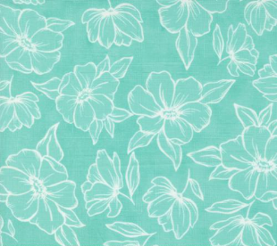 Kindred Golden Poppy Florals Aqua Fabric