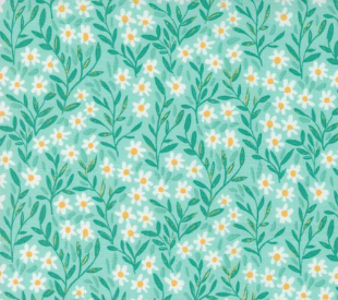 Kindred Daisy Florals Aqua Fabric