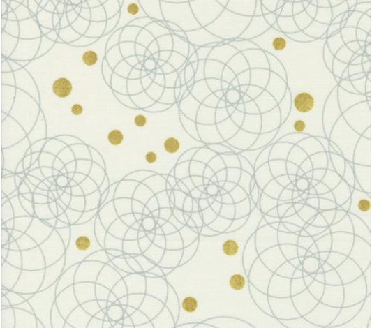 Shimmer Metallic Swirling Geometric Circles Modern Ivory Yardage