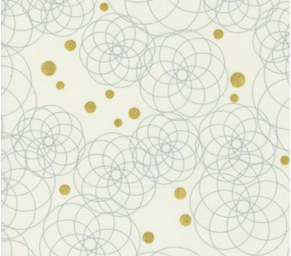 Shimmer Metallic Swirling Geometric Circles Modern Ivory Yardage