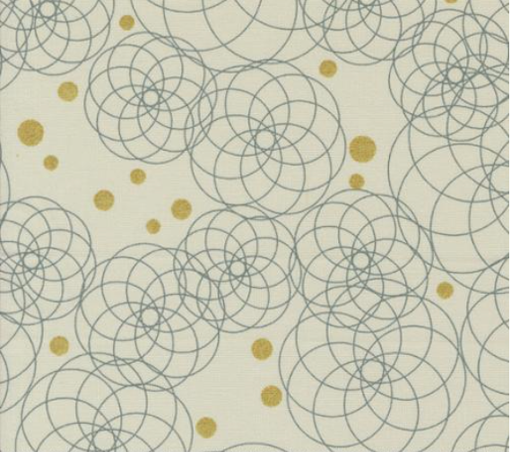 Shimmer Metallic Swirling Geometric Circles Modern Ecru Yardage