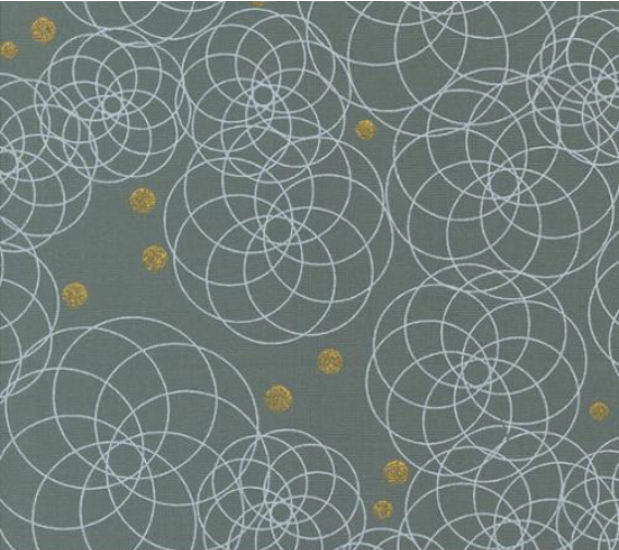 Shimmer Metallic Swirling Geometric Circles Modern Smoke Yardage