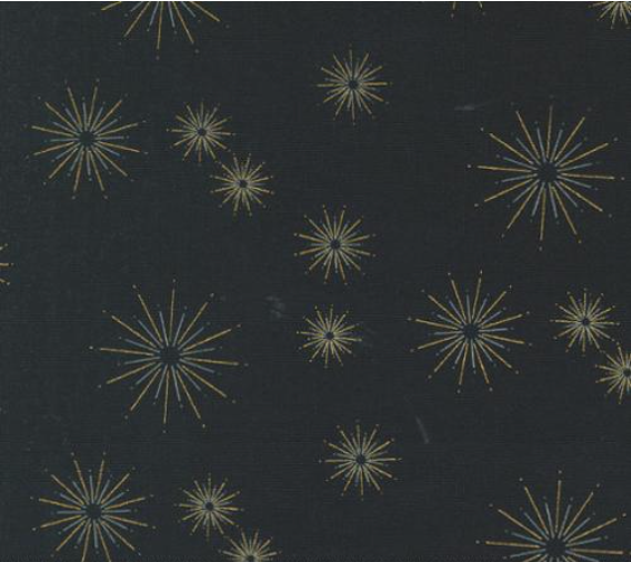 Shimmer Metallic Stars Blenders Stars Modern Ebony Yardage