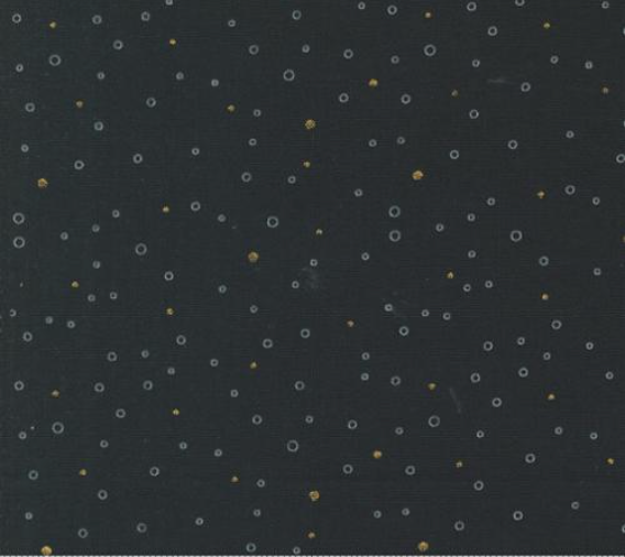 Shimmer Metallic Snowing Dots Ebony Yardage