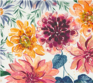 Floribunda Retro Harvest Large Floral Fall Sunflowers Cloud Fabric