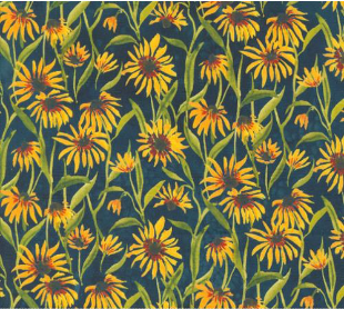 Floribunda Sunflowers Florals Midnight Fabric