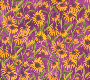 Floribunda Sunflowers Florals Violet Fabric