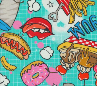 Snack Shack Blue Raz Aqua Fabric