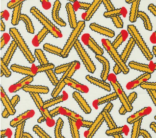 Snack Shack Vinyl Coated Lay Off Me I'm Starving Cream Fabric