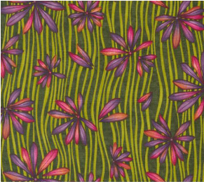 In Bloom Florals Stripe Leaf Yardage