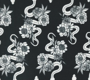 Noir Florals Halloween Snakes Flowers Midnight Ghost Fabric