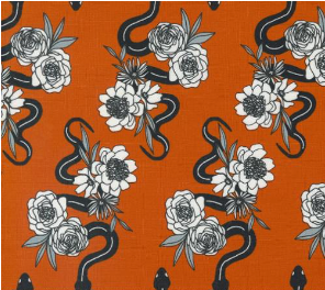 Noir Florals Halloween Snakes Flowers Pumpkin Fabric