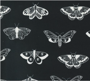 Noir Mystic Moth Novelty Midnight Ghost Fabric