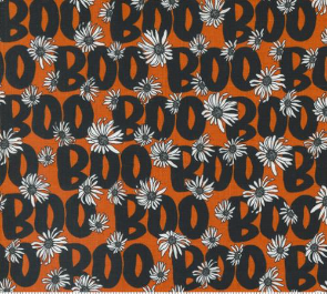 Noir Boo Text and Words Flower Pumpkin Fabric