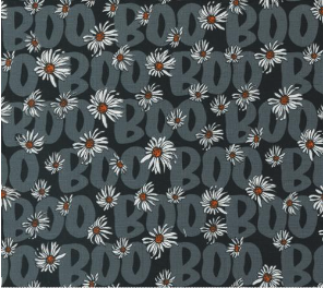 Noir Boo Text and Words Flower Midnight Fabric