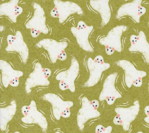 Hey Boo Friendly Ghost Witchy Green Fabric