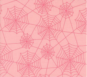 Hey Boo Spider Webs Bubble Gum Pink Fabric