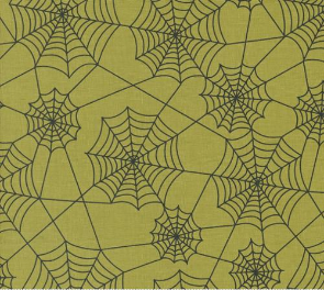 Hey Boo Spider Webs Witchy Green Fabric