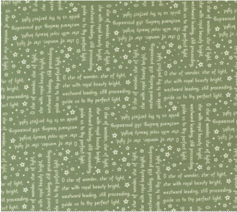 Starberry Woven Song Text and Words Green Fabric