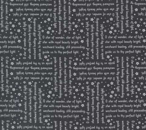 Starberry Woven Song Text and Words Charcoal Fabric