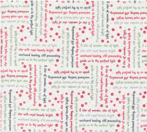 Starberry Woven Song Text and Words Off White Fabric