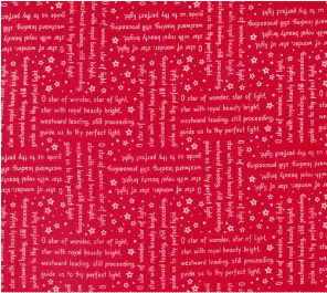 Starberry Woven Song Text and Words Red Fabric