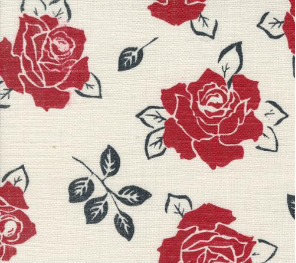 Panache Slub Roses White Fabric