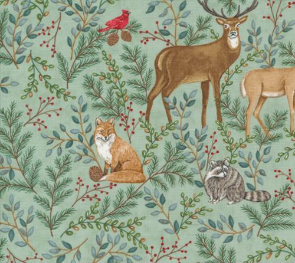 Woodland Winter Nature Animals Eucalyptus Fabric