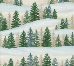 Woodland Winter Nature Trees Snowy White Fabric