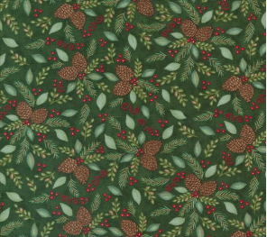 Woodland Winter Pinecones Foliage Pine Green Fabric