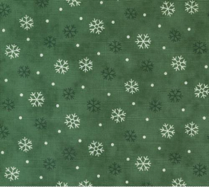 Woodland Winter Snowflake Toss Pine Green Fabric