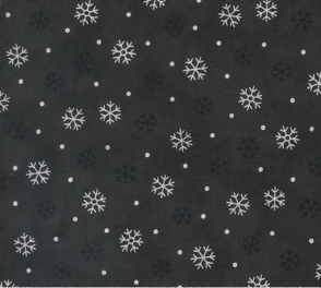 Woodland Winter Snowflake Toss Charcoal Black Fabric