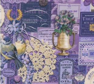 Curated In Color Collage Patchwork Purple Yardage