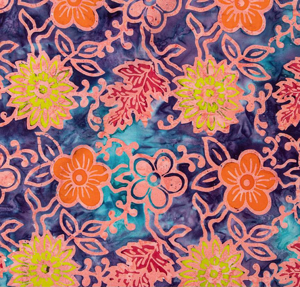 Expressions Batiks Neon Pop Floral Purple Outburst Yardage