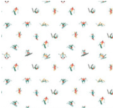 Ski Hill Skiers White Yardage